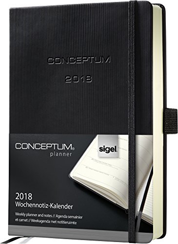 Preisvergleich Produktbild Sigel C1814 Wochennotiz-Kalender 2018, ca. A5, schwarz, Hardcover CONCEPTUM
