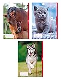 mit 3 Innenklappen und Band 3 Herlitz Sammelmappen / DIN A3 / je 1x Hund, Katze, Pferd