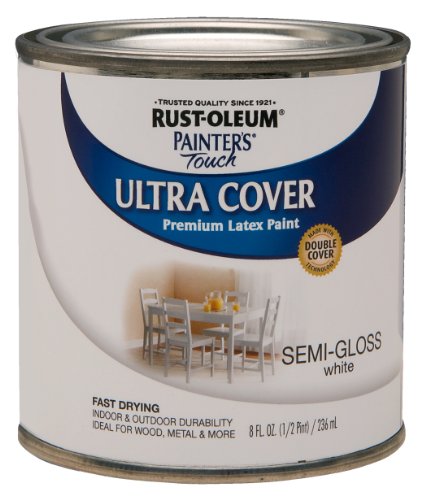Rust-Oleum1993730 Painter's Touch Latex Paint, Half Pint, Semi-Gloss White 8 Fl Oz (Pack of 1)