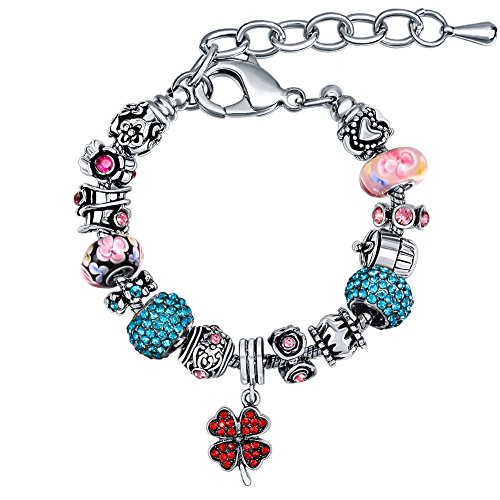 MANBARA cristal vidrio brazalete de plata joya original y seguridad para mujer diversos tipos de las pulseras (500DI)