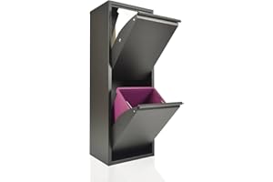 STARMART Pattumiera per Differenziata | EcoPatty Nero| Raccolta Differenziata |Mobile Metallo| Salvaspazio | Interno, Esterno| 2 Scomparti| 2 secchi| 30 Litri | già Montato