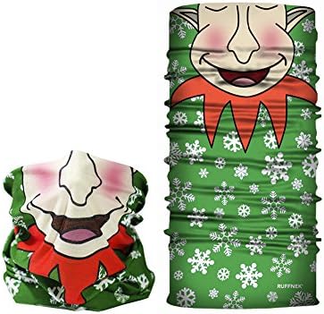 XMAS ELF MASK DESIGN - SKI FACE MASK, NECK WARMER, HEAD SCARF Multifunctional scarf/snood - ONE SIZE for MEN, WOMEN & CHILDREN - Skiing, Cycling