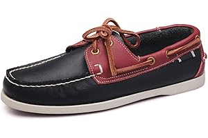 CLASSIC PINK Mocassini da Uomo in Pelle con Lacci e Lacci Scarpe Casual da Barca in Pelle Piatta