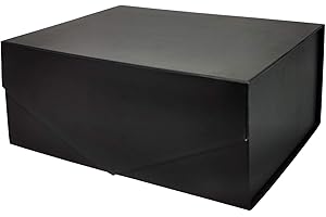 LiyuanQ Gift Box, Gift Boxes with Lids for Presents Magnetic Thick Fold Gift Cardboard Box for Jewellery, Cake, Documents, Birthday, Party, Wedding Boxes Present Gifts, 22.8 * 16.5 * 9.3 cm (Black)