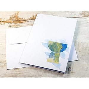 SET: 10 x Klappkarte mit Kelch für Kommunion, Konfirmation, Taufe, für Einladung, Danksagung, Menü, inkl. Kuvert