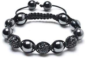 Bling smycken svart marinblå guldton pärlbelagd kristallkula Shamballa-inspirerat armband kvinnor för män sladd justerbar 12