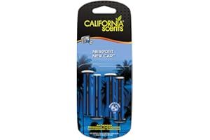 California Scents Ambientador de Coche en Bastones de Ventilación - Fragancia Duradera de Coche Nuevo - 4 Unidades con Ajuste Personalizable del Aroma, Ideal para Cualquier Vehículo