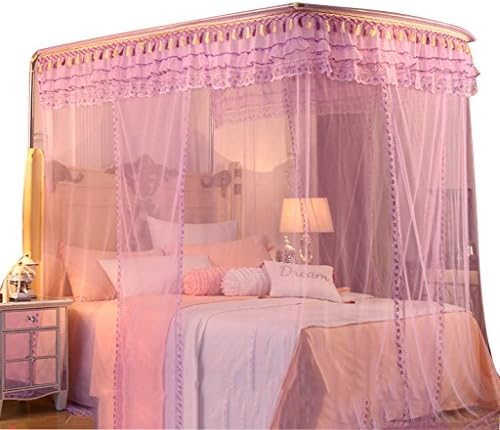 QI FANG BUSINE mosquito net U type adjustable purple Bold Reinforced bracket 2.2 meters 2.1 meters high big space Do not shake Not sagging 1.8 m (6 ft) bed