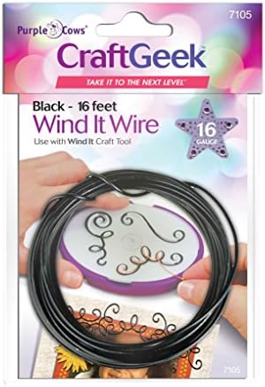 Purple Cows CraftGeek 7115 Wire, 5-Feet of 16 Gauge, Black