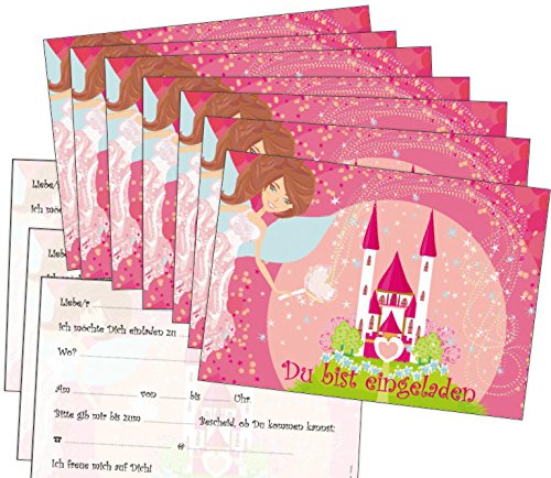 12 Prinzessinnen-Party-Einladungskarten (10662) zum Mädchen Kindergeburtstag von EDITION COLIBRI © – umweltfreundlich, da klimaneutral gedruckt - 2