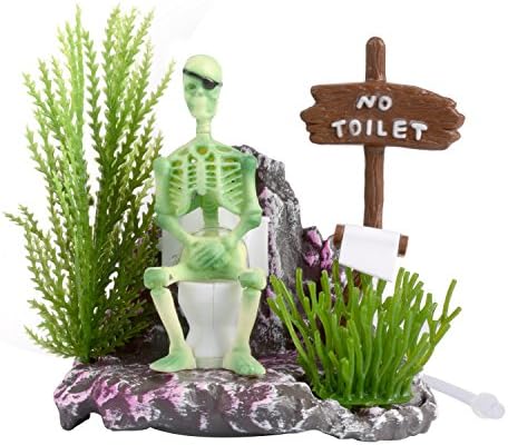 Saim Pirate Skeletons on Toilet Live Action Aquarium Ornaments