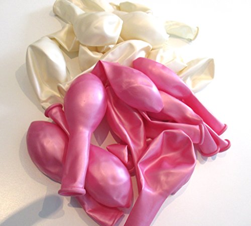 50 x Luftballons je 25 Pink / Rosa Metallic und Weiß Metallic – ca. Ø 28cm – 50 Stück – Ballons als Deko, Party, Fest – Farbe Weiß & Pink – Helium geeignet – twist4® - 5