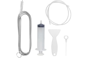 NOPKESV 5 pezzi kit pulizia frigorifero,riutilizzabile Spazzolas di pulizia del foro di scarico del frigo,Kit Pulisci Tubi Frigorifero,Con Siringa,Raschietto,Tubo,Insertis di Foro di Scarico