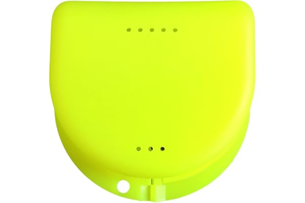 Étui de rangement pour appareil dentaire, protège-dents, gouttière anti-bruxisme, dentier, etc. (jaune citron translucide)