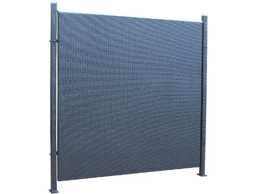 Preisvergleich Produktbild Prime Tech Poly-Rattan Sichtschutz / Zaun, Einzelelement 180 cm in schwarz