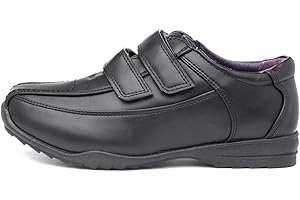 US Brass Boys Black Touch Fasten School Shoe