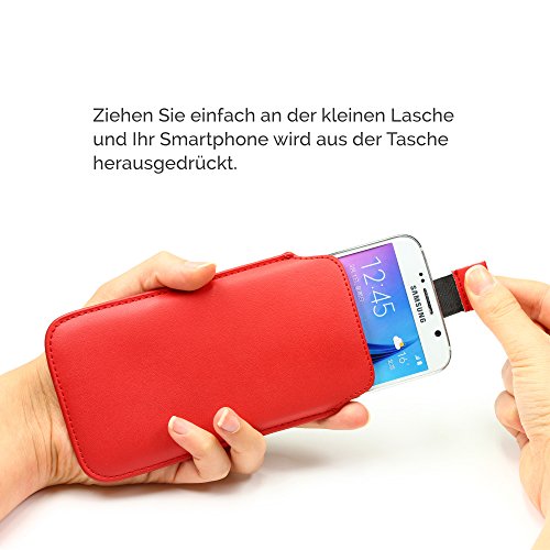 Custodia da 4,7 pollici Cover universale con linguetta, UrcoverÂ® pull tab Case, Sacchetto smartphone [Lunghezza 14 cm, larghezza 7 cm] con protezione anticaduta - Rosso