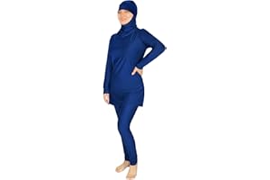 GZHOK Burkini Damen Muslim,Damen Badeanzug mit voller Abdeckung, Muslim langärmelig,Islamischer Badeanzug Dreigliedrig