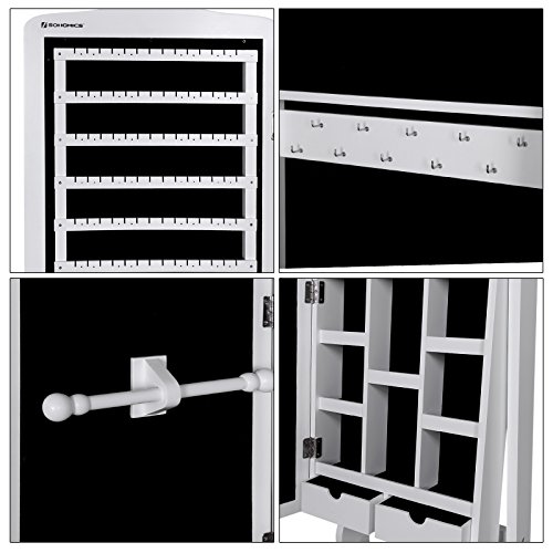 Songmics 3 in 1 (Standspiegel Wandschrank Schmuckschrank mit Aufhängehaken) 156 cm JBC84W - 6