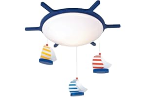 Niermann Standby 633 Deckenleuchte Steuerrad/Segelschiffe, 52 x 52 x 8 cm, 1x E27 max. 15 Watt. Nur Enegiesparlampen verwenden