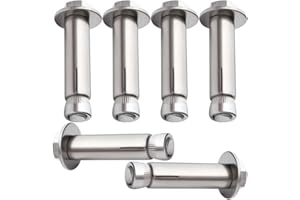 KINDOYO 6 piezas M6 Acero inoxidabl 304 Tornillos de expansión de tuerca hexagonal externa Manga Expansión pernos, M6 x 40mm/ 50mm / 60mm /70mm/ 80mm/ 90mm/ 100mm/ 120mm/ 150mm,6 piezas M6 * 40