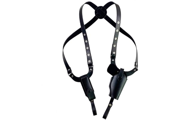 MEROURII Holster Épaule, 2 Poche Holster Pistolet Épaule Tactique Vertical Dissimulable Bretelles Holster à Bandoulière Réglables pour G43,45