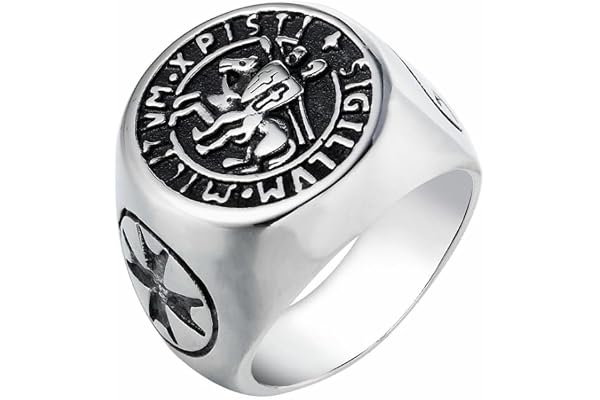 BOBIJOO Jewelry - Chevalière Sceau des Templiers Christ Malte Acier Inoxydable