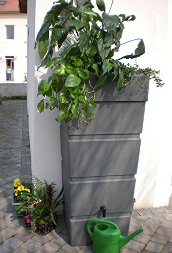 WINTER-SONDERPREIS! REGENTONE, ECKTONNE NIZZA , 300l, FROSTSICHERES, modernes Regenfass mit stabilem Deckel als Pflanzschale (NIZZA anthrazit 300L) - 3