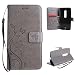 Produktbild Leathlux Für Moto X Play Hülle Grau , Vintage Blume Muster Premium PU Leder Schutzhülle Bookstyle Tasche Schale TPU Case mit Trageschlaufe Standfunktion für Motorola Moto X Play 5.5"