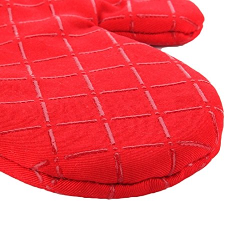 iSuperb Ofenhandschuhe Kochhandschuhe Topflappen Handschuhe Hitzebeständig Flammschutz Handschuhe für Herd Backofen Grill und BBQ(1 Paar) rot - 3