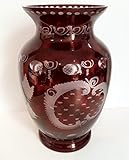 seltenes Stück für Sammler Antik Glass Vase Egermann böhmisches Glas Kristall rubin rot Glas Vase bauchig Sammler Glas gebraucht Zustand wie neu Höhe 25 cm