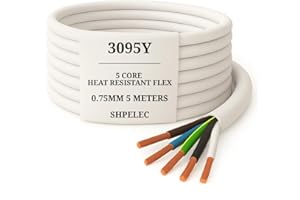 SHPELEC® 5 Core Heat Resistant 3095Y 0.75mm White Cable (5m)