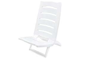 Aktive 62653 - Sedia da spiaggia in plastica bianca, leggera, sedie pieghevoli, sedie in plastica, sedia pieghevole, facile da trasportare, ideale per l'esterno, facile da trasportare