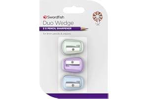 Swordfish ‘Duo Wedge’ Pencil Sharpener [Pack of 3] Assorted Colours [40389]
