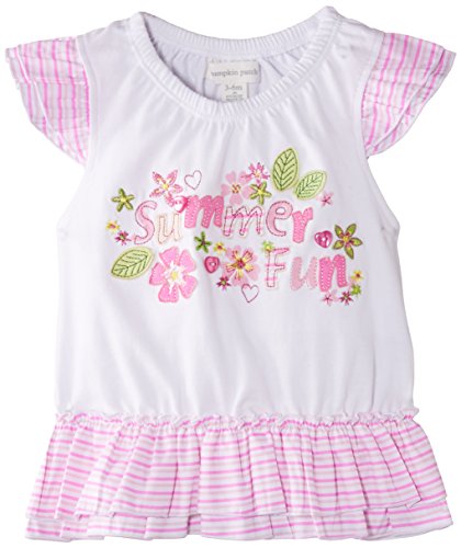 Pumpkin Patch Baby-Girls Ruffle T-Shirt, White, 12-18 Months