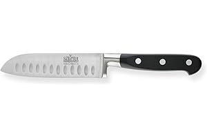 RICHARDSON SHEFFIELD V Sabatier Santoku, Coltello in Acciaio Inox di Alta qualità, Inossidabile, Nero, 17,5 cm