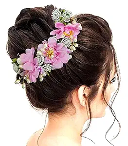Hair Flare 2218 Women Artificial Flower Hair Accessories And Hair Pin- Baby Pink