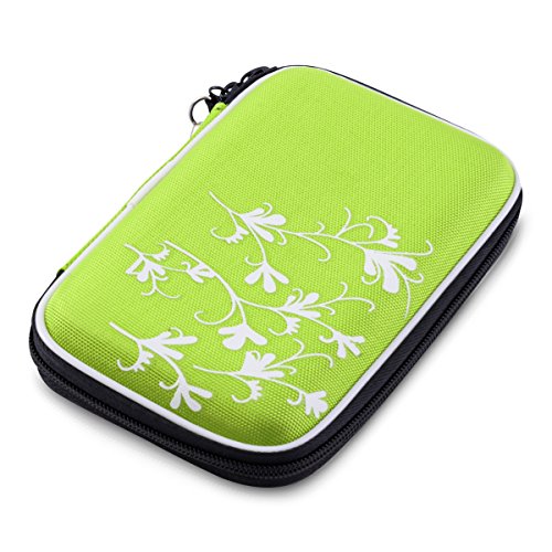 kwmobile Hardcase Tasche Hülle für externe Festplatten (2,5″) mit Ranken Swirl Design – Schutzhülle in Weiß Hellgrün - 5