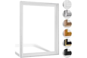 HaakDesign Schattenfugenrahmen Levi in Weiß Grau Antik 45 X 60 cm für Keilrahmenbilder und Leinwände Glanz Edition