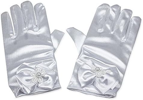 RUNHENGFlower Girl Stretchy Satin Bowknot Wrist Length Gloves, 16cm
