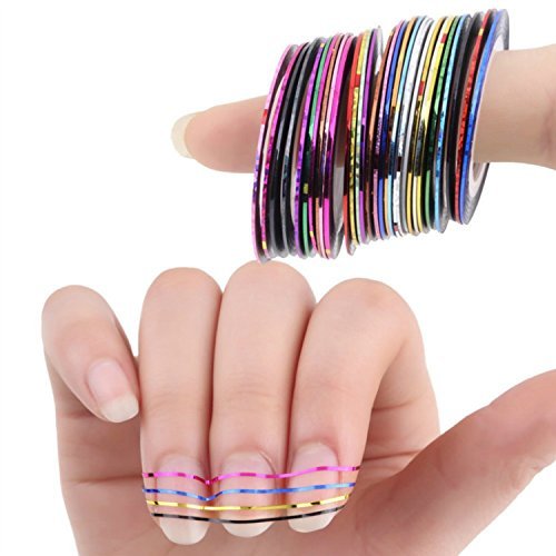 Nail Art Stripes Nail Art Stripes Tape Zierstreifen Packung mit 30 Rollen Striping Tape in verschiedenen Farben - 3