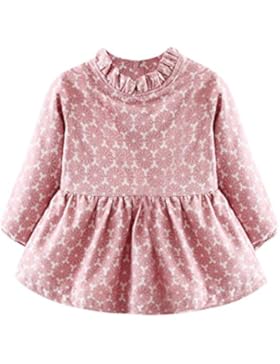 Kobay Neugeborenes Mädchen Drucken Warme Langarm Prinzessin Kleid + Tasche Outfits Kleidung