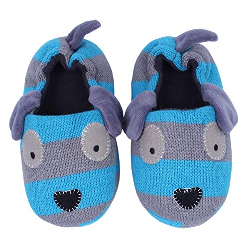 Ksnrang Ragazzi Inverno Bambino Doggy Pantofole Fumetto Cucciolo Crochet Antiscivolo Calde Scarpe da casa al Coperto (28/29 EU, Cane Blu)