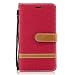Produktbild Motorola Moto G5 Hülle, Hozor Bookstyle Leder Handyhülle mit Standfunktion Aufklappbar Schutzhülle Denim Flip Case Wallet Cover mit Kartenfächern - Rot