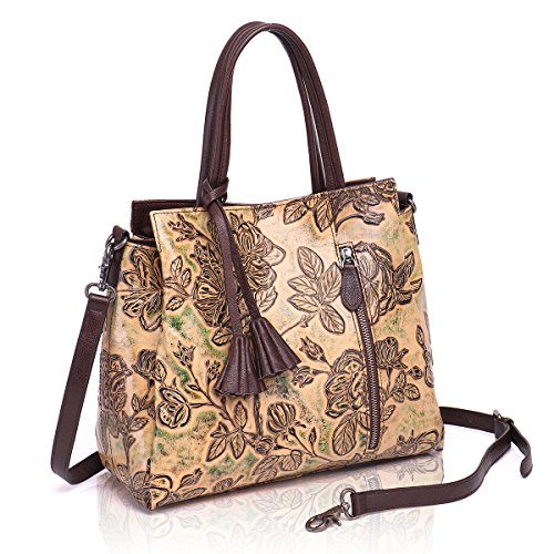 APHISONUK Handbags for Women Designer Satchel Soft Cow Leather Tote Handbags Shoulder Bags(Brown
