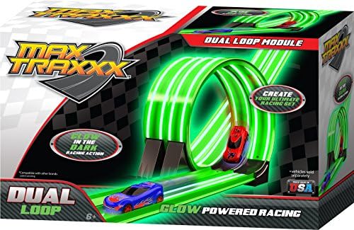 Max Traxx Dual Loop Racing Car Track Set Glow in Dark Module # 08332