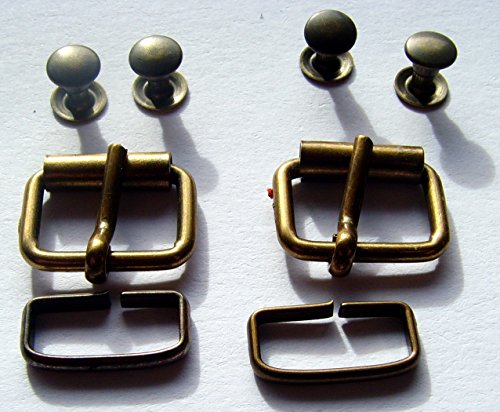Lederriemen Set mit Schnalle Messing Nieten 5 Pack zum selber basteln 20mm Farbe Schwarz - 4
