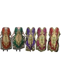 Indiatrendzs Wholesale 5 Pcs Lot Womens Kaftans Evening Beach Cover Up Maxi Dress