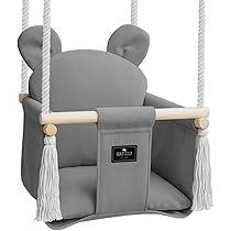 NATILU® Schommel baby hout Bear Light Beige | Schommel hout Indoor Outdoor | Kinderschommel Geproduceerd in de Europese Unie