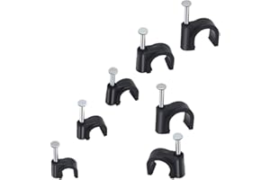 WEERSTONE 500 pieces cable clips, nail clamps, adhesive clips with nail for cables, sizes: 5 mm, 6 mm, 7 mm, 8 mm, 10 mm, 100 pieces of each size (black)